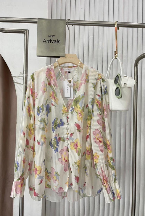 Sprint Floral Print Pleated Shirts